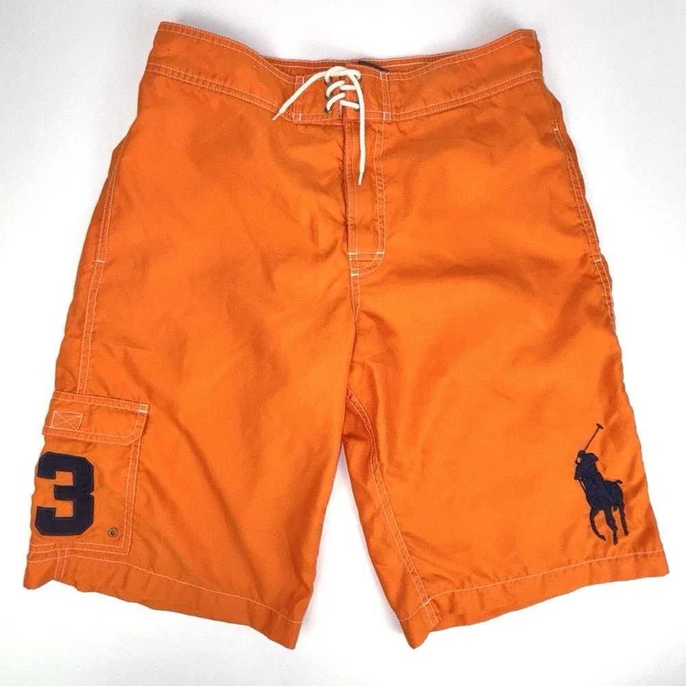 Polo Ralph Lauren Big Pony Orange Swim Trunks Board Shorts XL 18-20 Boys 28 Mens